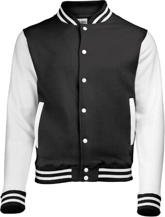 Чоловіча куртка-бомбер Varsity Jacket Just Hoods by AWDis, чорна/вугільна (XXL)