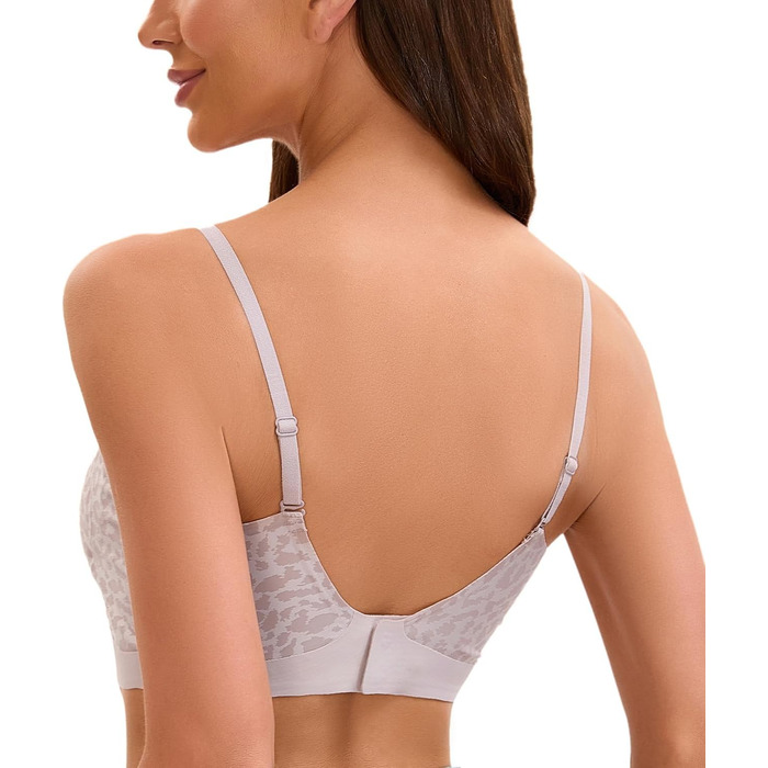 Труси з підтягуванням для маленької груді YaYiMei без кісточок, ліфчик-пуш ап з леопардовим принтом, для A-C чашок, білий (XS, фіолетовий)