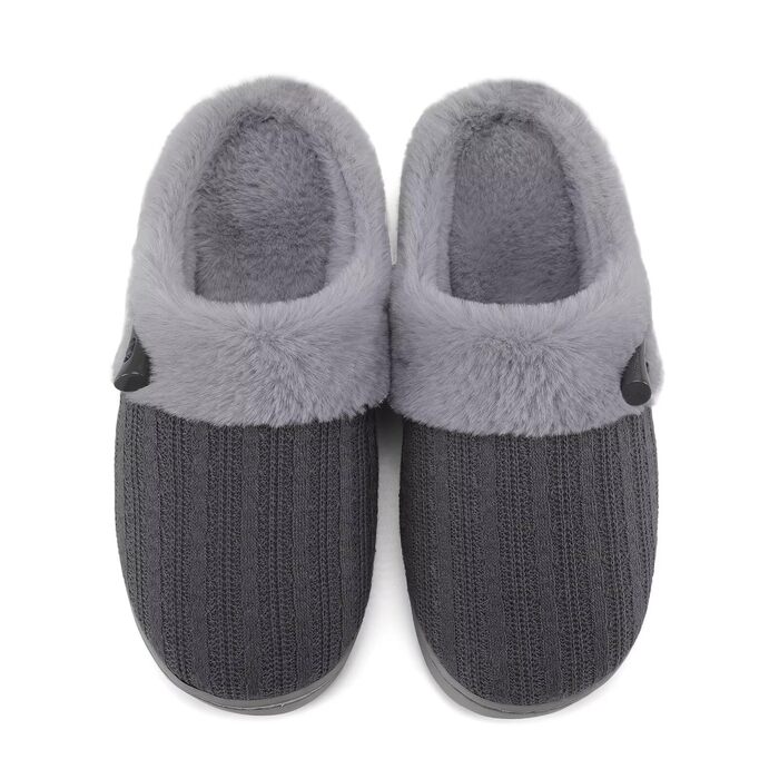 Жіночі зимові капці NineCiFun з плюшу та ефектом пам'яті (Memory Foam), протиковзкі, темно-сірі, розмір 38/39 EU