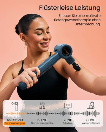 Перкусійний масажер Napre Massage Gun з подовжувачем та 3 кутами нахилу для спини, шиї та плечей, ручний масажний пістолет, світло-блакитний