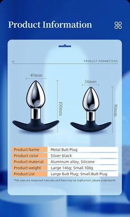 Анальний плагін для жінок з кулькою всередині – металевий батплъг для інтенсивних відчуттів, секс-іграшка для пар та початківців LZYLWC (S+L)