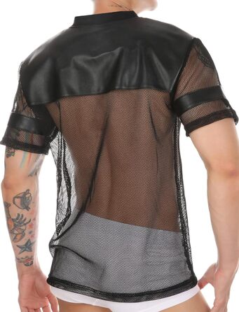 Чоловіча футболка AIEOE з сітчастою вставкою, прозора, спортивна, коротким рукавом, сітчаста, сексуальна, кроп-топ, розмір S (XL)