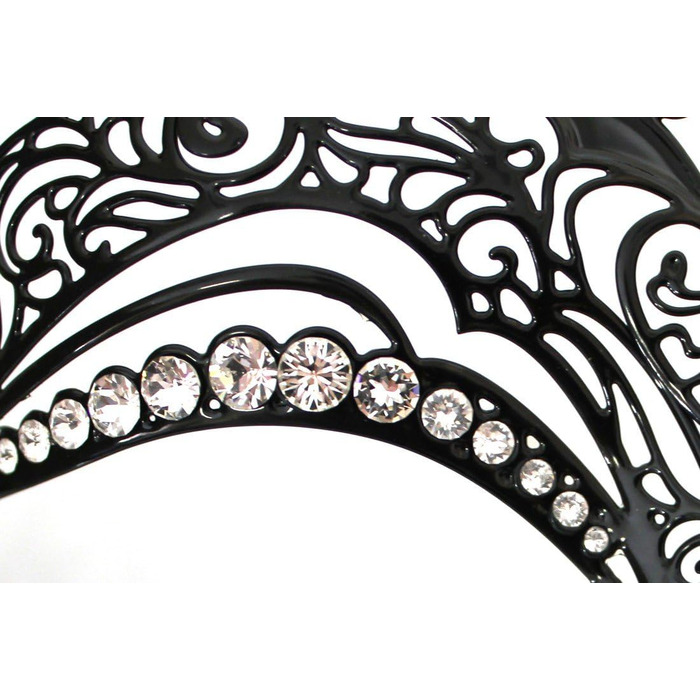 Венеціанська маска ручної роботи Micio Lux чорна з кристалами Swarovski для жінок