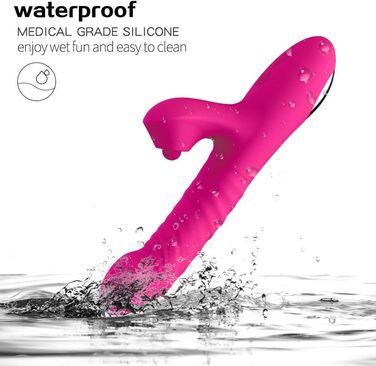 Вібратор для жінок Xuomt 2-в-1 Кролик з вібрацією та шоком, 10 режимів вібрації, 3 режими шоку, анальний вібратор, для пар (жовтий)