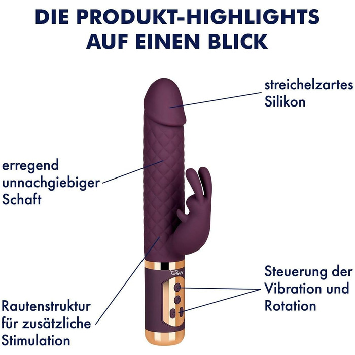 Перлинний вібратор EIS з ромбовим візерунком | Водонепроникний (IPX7) та перезаряджуваний секс-іграшка | 7 програм вібрації та 5 рівнів ротації | Зі шкірно-дружнього силікону | 23,5 см