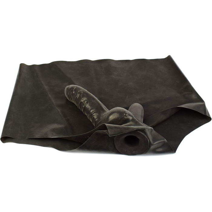 Латексний сліп з пеніс-карманом - сексуальні латексні шорти та анальний презерватив для чоловіків, чорний, 0.4 мм, XL