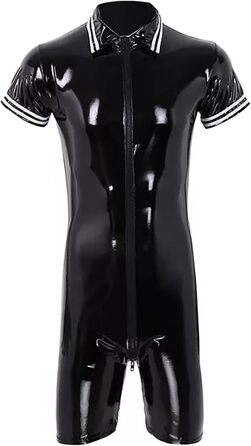 Чоловічий латексний боді Maeau, костюм з еластичної шкіри, чорний, XL