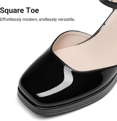 Жіночі туфлі Mary Jane Dream Pairs на масивній платформі, чорний лак (розмір 40 EU)