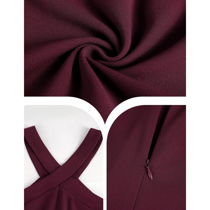 Вечірня сукня Bbonlinedress: елегантна довга сукня макси з відкритою спиною (halter neck) для весілля та коктейльних вечірок, бордова, розмір XL