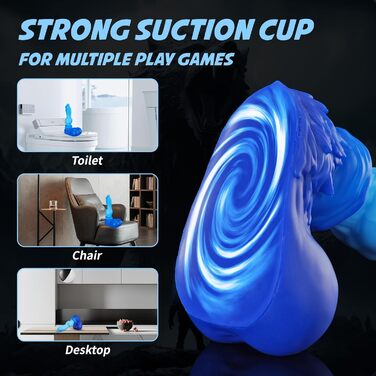 Анальний дildo Nothosaur з платинового силікону, 24 см, з присоскою, синій, XL - для чоловіків та жінок