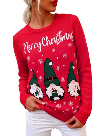 Смішний різдвяний светр Terecey Daen з принтом, зимовий світшот Ugly Christmas Sweater, червоний, XL