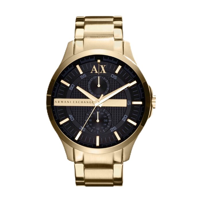 Чоловічий годинник Armani Exchange кварцовий багатофункціональний, 44 мм, сталевий браслет, золотий та чорний кольори