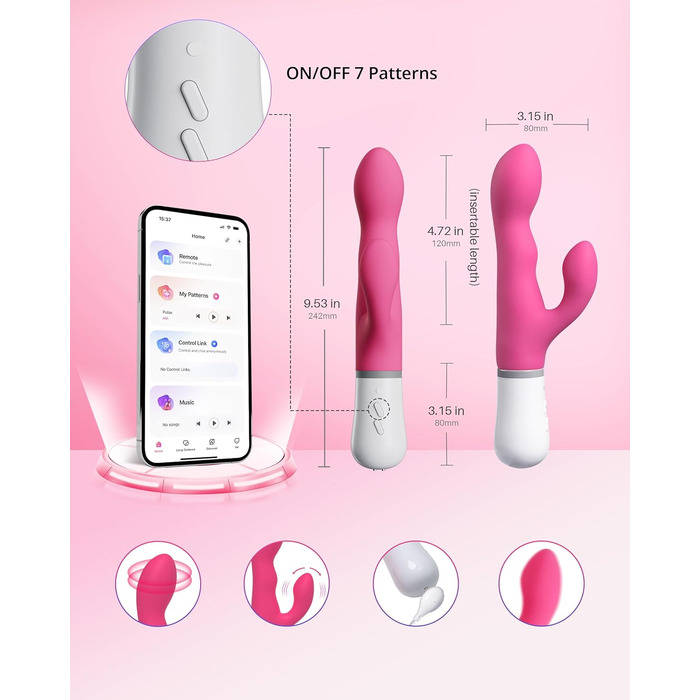 LOVENSE Nora Bluetooth вібратор-кліторальний кролик з керуванням через додаток, для жінок, стимулятор клітора та G-точки, необмежені налаштування вібрації
