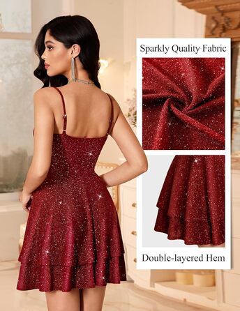 Сукня вечірня бальна для підлітків Meetjen, на бретелях, коктейльна, V-подібний виріз, A-силует, сукня для випускного (XXL, Бордовий)