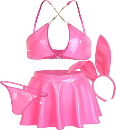 Костюм сексуальної нижньої білизни Ausing для жінок: сукня та комплект. Комплект сексуальної білизни для жінок, сукня-костюм, рожевий, S-XL. Ідеальний вибір для образу зайчика.
