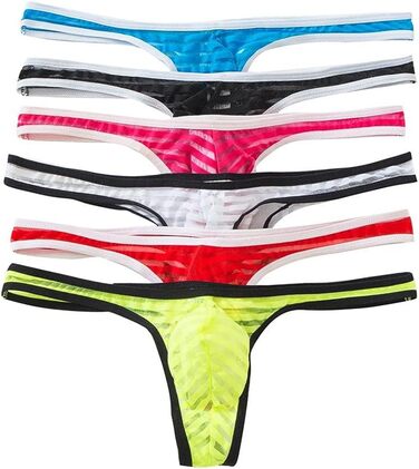 QiaTi Сексуальні жіночі труси-сліпи (6 шт.) - бікіні, кольорові смуги, розмір XL