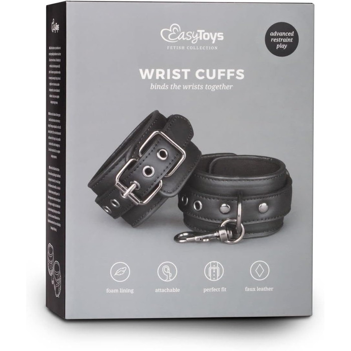 Набори наручників з екошкіри EasyToys Fetish Collection - регульовані, 80 см, діаметр 11-28 см