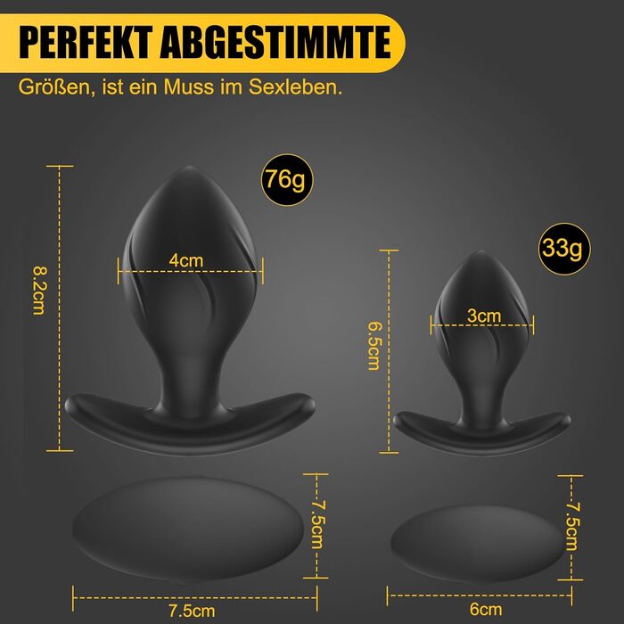 Набір анальних пробок Meeteel з вібрацією (4 шт.) з силікону - 12 режимів, 3 розміри. Анальні пробки для пар, стимуляція простати для чоловіків та жінок