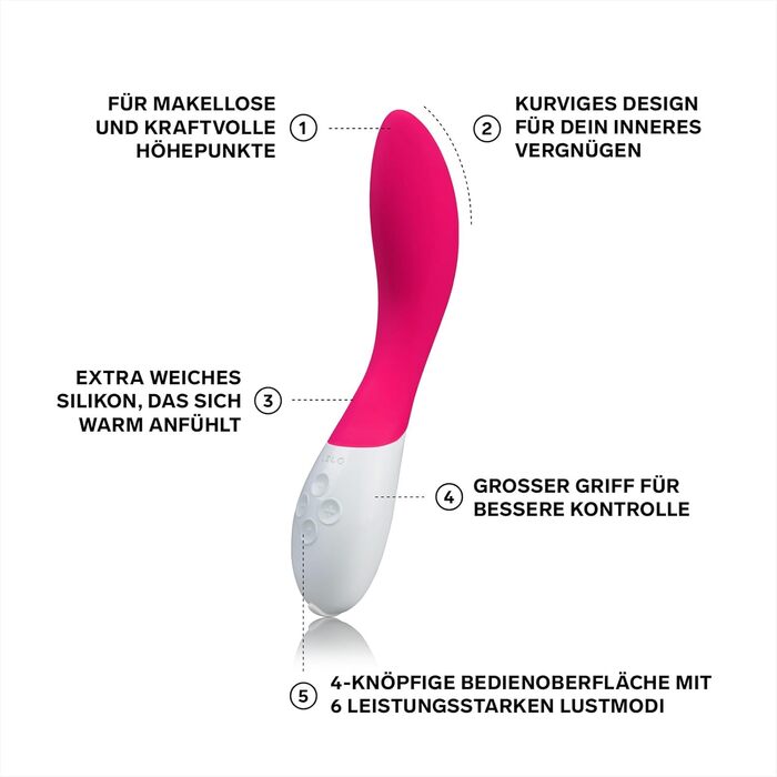 LELO Mona 2: Електричний стимулятор точки G для жінок, бездротовий вібратор-масажер (Колір: Вишневий)