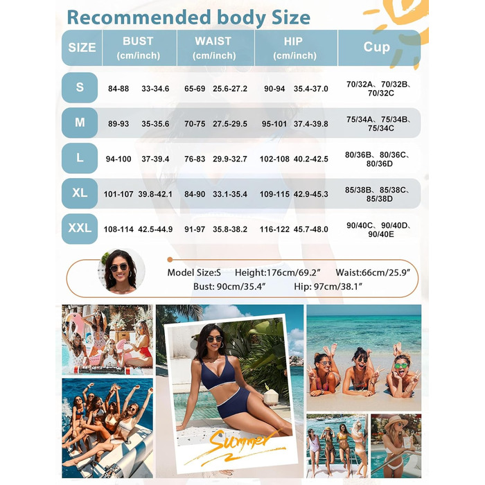 БІКІНІ ДАМСЬКЕ ДВІЧАСНИЙ ПУШ-АП БІКІНІ З ВИСОКОЮ ТАЛІЄЮ ТА БІЛОЮ ВІЗЬОРОЮ (МОРСЬКО-СИНІЙ, M)