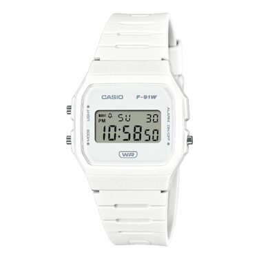 Чоловічий класичний цифровий годинник Casio F-91WB-7AEF білого кольору