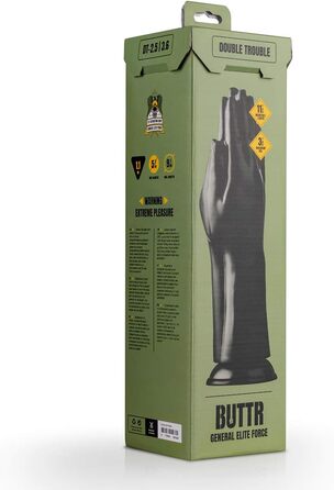 Анальний секс-іграшка BUTTR Double Trouble Fisting Dildo, Чорний, XXL, для досвідчених користувачів