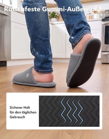 Чоловічі в'язані домашні капці EverFoams з ефектом пам'яті (Memory Foam), темно-сірі, розмір 40/41 EU
