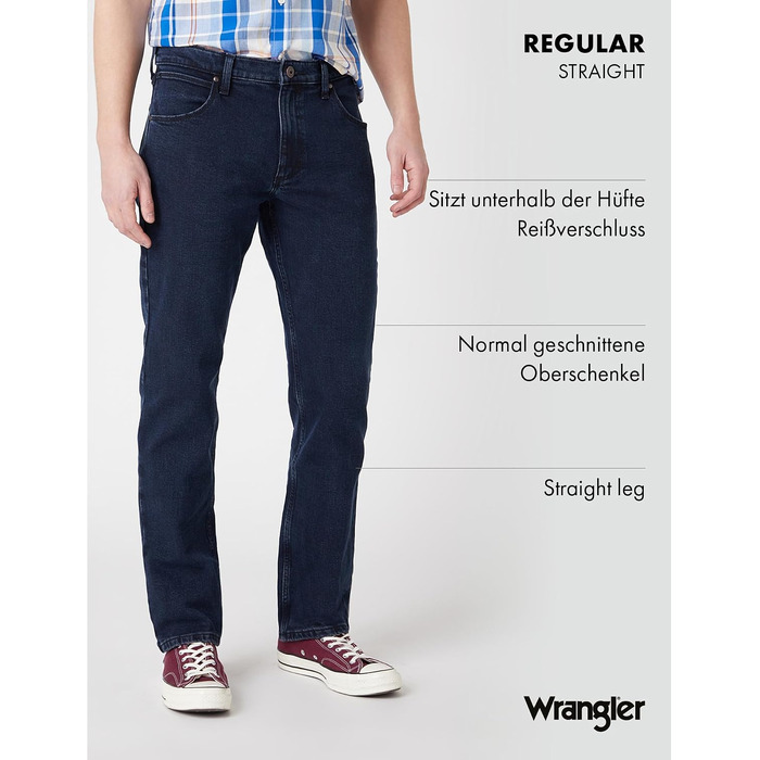 Чоловічі джинси Wrangler Regular Fit Regular - середня посадка, синьо-чорні, W34 L32
