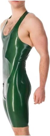 Боді чоловічий без рукавів з латексу 100% - DDINGHOONQPODFR, зелений, з застібкою-блискавкою, фетиш-стиль