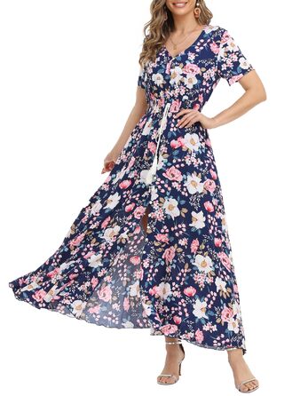 Сукня максі А-силуету VintageClothing жіноча, темно-синя (L, 75% бавовна)