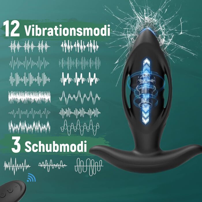 Вібратор для анального секса ZWFUN з 12 вібраціями, стимуляція простати, для чоловіків та жінок. APP-керування, 3 режими, масажний анальний плагін