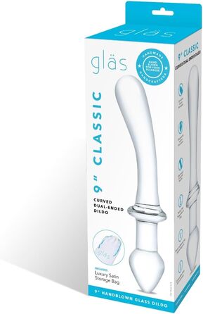 Дільдо з двох кінців, вигнутий, прозорий, 18 см