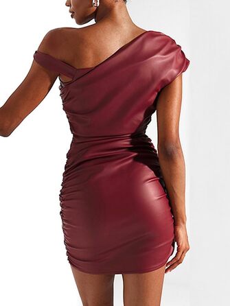 Сукня Onsoyours з еластичної шкіри (Wetlook) червоного кольору, сукня-олівець, обтисла, без спинки, міді, для вечірок, клубів, з PU шкіри (L, 05 Red)