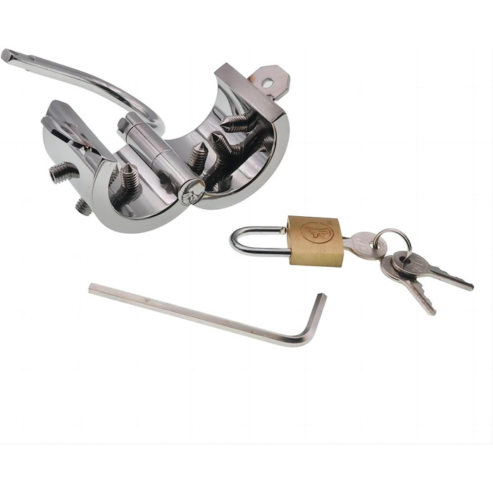 Металевий кільце для пеніса з високою продуктивністю, кавальце для яєчок з нержавіючої сталі з 6 гвинтами та 3 ключами, SM-обмеження, сексуальна іграшка для дорослих, чоловіче тренування на обмеження (кільце + 3 кульки)