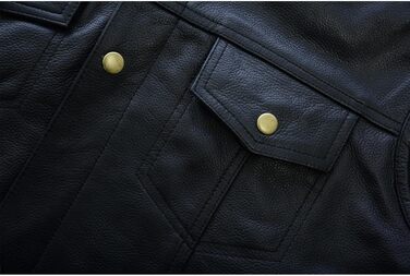 Чоловічий байкерський жилет Leatherick з натуральної шкіри, стильний жилет для їзди на мотоциклі, розмір 48, чорний