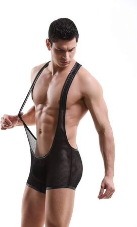 Шорти боді для чоловіків Swbreety, джокерстрап, борцівський синглет, нижня білизна (чорний, S)