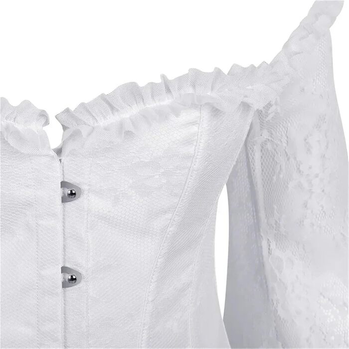 Корсетне плаття WDSBZNB для жінок, біле корсет-топ у великих розмірах, бюстгальтер, жилет, мереживо, квітковий принт, мідер з довгим рукавом (2XL) XXL White