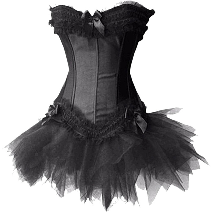 Корсетна сукня: чорний корсет, бюстгальтер, сукня-корсет, готичний стиль, вінтаж, 3XL