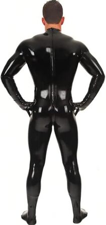 Латексний костюм-комбінезон YZPNBW для чоловіків: чорний фетиш-костюм з шкарпетками та рукавичками, блискавкою