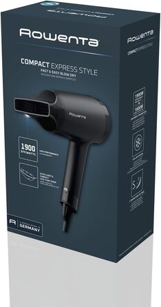 Фен для волосся Rowenta Express Style CV1801, 1900 Вт, з концентратором та функцією холодного повітря, чорний