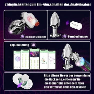 Вібратор для анусу Analspielzeuge з 9 режимами вібрації, стимуляція простати, для чоловіків та жінок (маленький)