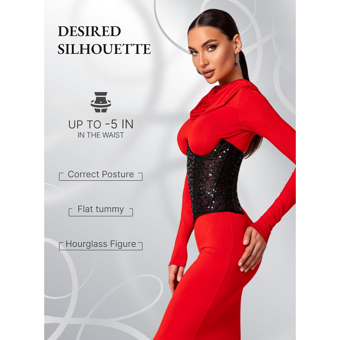 Корсет для фігури жіночий Meh-Korett Shine Black L, Body shaper, моделюючий, для схуднення