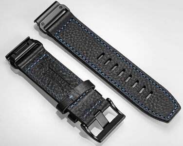 Шкіряний ремінець для годинників Garmin 22мм — Retro Vintage (чорний з чорною прошивкою) для Fenix, Forerunner, Vivoactive, Approach, MARQ, Quatix, D2