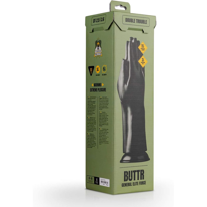 Анальний секс-іграшка BUTTR Double Trouble Fisting Dildo, Чорний, XXL, для досвідчених користувачів