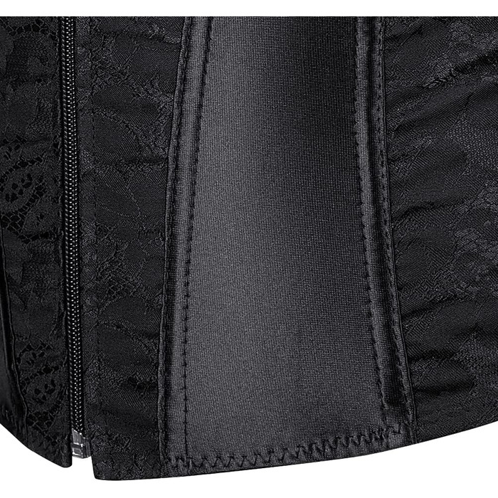 Корсет повномірного крою на блискавку, чорний, для жінок, готичний стиль (L)