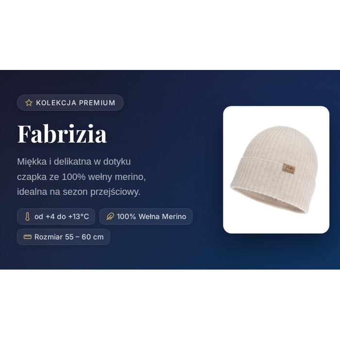 Жіноча весняна шапка Fabrizia, 100% шерсть мериноса, бежева-05, 55-60