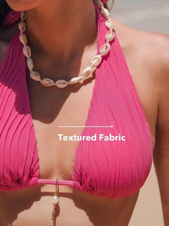 CUPSHE БІКІНІ Спортивний Комплект з V-подібним вирізом, висока талія, підняття грудей, купальник двокомпонентний, для плавання, сталеві кісточки (S, Маджента)