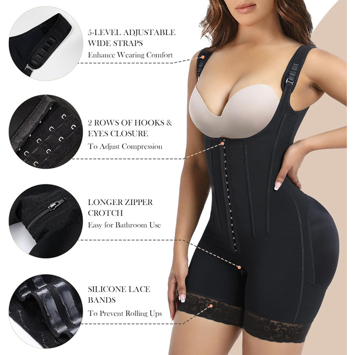 Корсет-боді YIANNA для жінок, колготки-смугаючі, колумбійський боді, модельний корсет з сталевими кісточками, чорний, розмір L 7306 XL 1