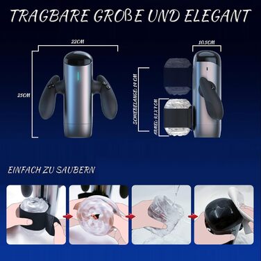 Масажер для чоловіків з 5 телескопічними головками та 5 режимами стимуляції. Реалістичний вагінальний масажер для чоловіків