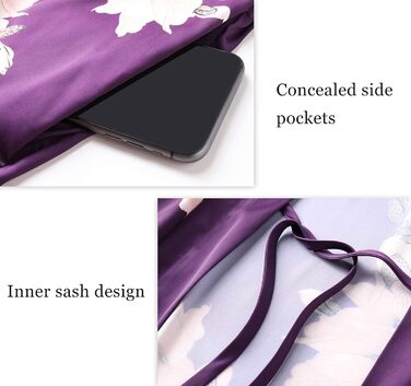 Халат жіночий Babeyond Кімоно з квітковим принтом, максі, довгий, пляжний, для вечірки, весільної ночі, для дому (один розмір, фіолетовий)